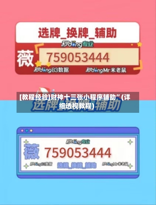 [教程经验]财神十三张小程序辅助	”(详细透视教程)-第1张图片