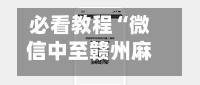 必看教程“微信中至赣州麻将开挂器”科技辅助神器手机版教程-第1张图片