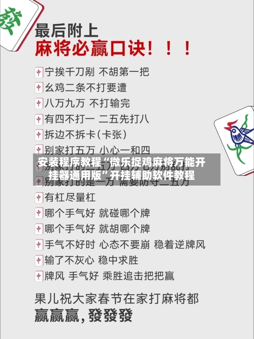 安装程序教程“微乐捉鸡麻将万能开挂器通用版	”开挂辅助软件教程-第2张图片