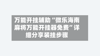 万能开挂辅助“微乐海南麻将万能开挂器免费”详细分享装挂步骤-第2张图片