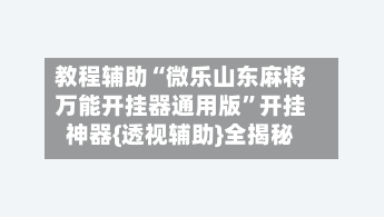 教程辅助“微乐山东麻将万能开挂器通用版	”开挂神器{透视辅助}全揭秘-第2张图片