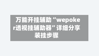万能开挂辅助“wepoker透视挂辅助器”详细分享装挂步骤-第2张图片