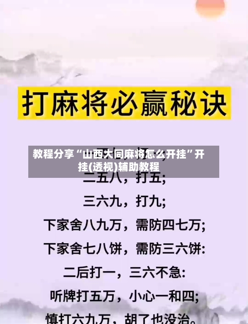 教程分享“山西大同麻将怎么开挂	”开挂(透视)辅助教程-第1张图片