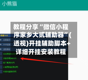 教程分享“微信小程序家乡大贰辅助器”(透视)开挂辅助脚本+详细开挂安装教程-第3张图片