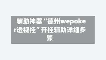 辅助神器“德州wepoker透视挂”开挂辅助详细步骤-第3张图片