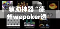 辅助神器“德州wepoker透视挂	”开挂辅助详细步骤-第1张图片