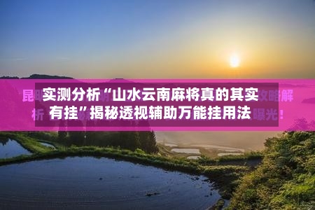实测分析“山水云南麻将真的其实有挂	”揭秘透视辅助万能挂用法-第1张图片