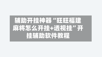 辅助开挂神器“旺旺福建麻将怎么开挂+透视挂”开挂辅助软件教程-第3张图片