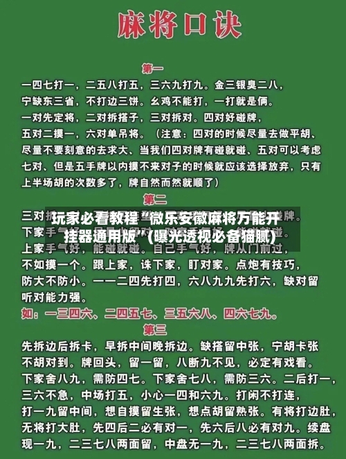 玩家必看教程“微乐安徽麻将万能开挂器通用版	”(曝光透视必备猫腻)-第1张图片