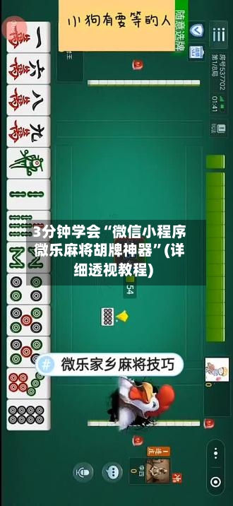 3分钟学会“微信小程序微乐麻将胡牌神器	”(详细透视教程)-第1张图片