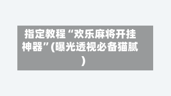 指定教程“欢乐麻将开挂神器”(曝光透视必备猫腻)-第2张图片