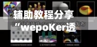 辅助教程分享“wepoKer透视作弊挂”开挂辅助详细-第2张图片