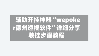 辅助开挂神器“wepoker德州透视软件”详细分享装挂步骤教程-第1张图片