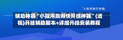 辅助神器“小程序跑得快开挂神器”(透视)开挂辅助脚本+详细开挂安装教程-第3张图片