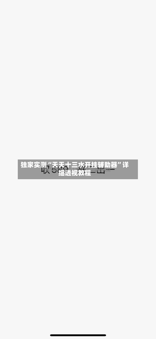 独家实测“天天十三水开挂辅助器”详细透视教程-第1张图片