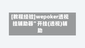 [教程经验]wepoker透视挂辅助器”开挂(透视)辅助-第3张图片