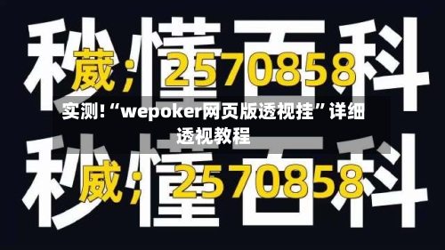 实测!“wepoker网页版透视挂”详细透视教程-第2张图片