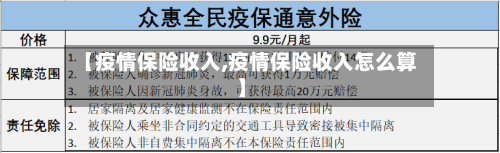 【疫情保险收入,疫情保险收入怎么算】-第2张图片