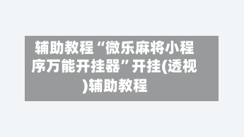 辅助教程“微乐麻将小程序万能开挂器”开挂(透视)辅助教程-第2张图片
