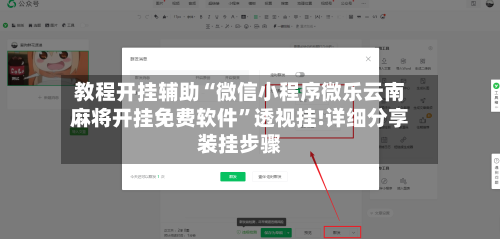 教程开挂辅助“微信小程序微乐云南麻将开挂免费软件”透视挂!详细分享装挂步骤-第2张图片