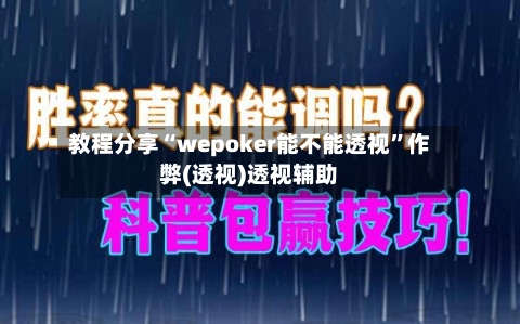 教程分享“wepoker能不能透视”作弊(透视)透视辅助-第3张图片