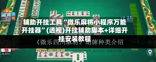 辅助开挂工具“微乐麻将小程序万能开挂器”(透视)开挂辅助脚本+详细开挂安装教程-第2张图片